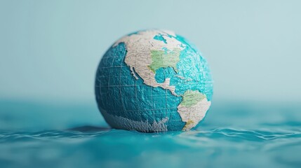 Global Issues  3D Render of Earth in Water  Climate Change  Ocean  Planet