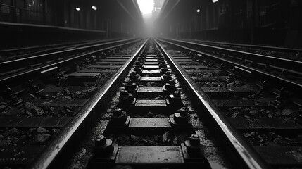 Fototapeta premium complex railway tracks with switches and interchanges showcasing a network of routes representing choices direction and the complexity of decision-making paths in life's journey transportation