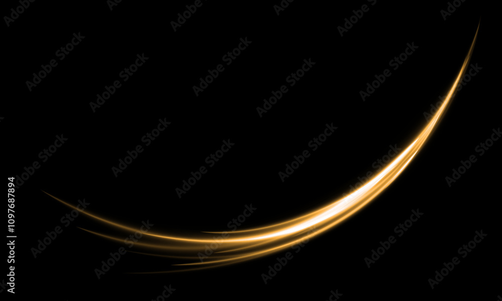 Aufkleber abstract yellow light speed motion movement curve on black background vector