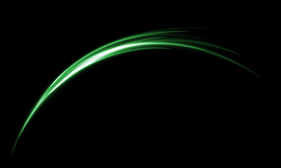 Abstract green light speed motion movement curve on black background vector