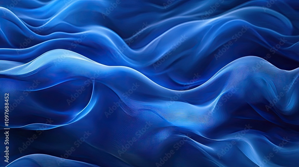 Aufkleber a mesmerizing abstract wave pattern in soothing shades of blue, creating a tranquil and serene atmos
