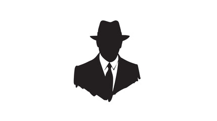 Silhouette of a man in a suit and hat.