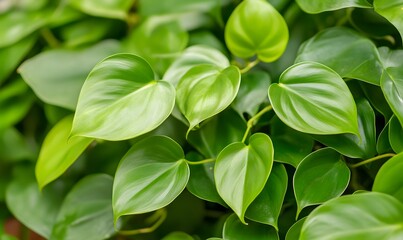 Obraz premium Heart-Shaped Philodendron Hederaceum Foliage, Generative AI 