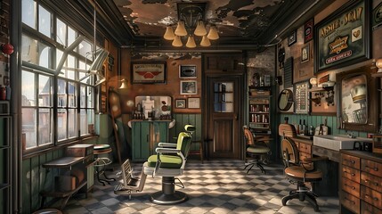 Interior shot of great looking vintage barber shop