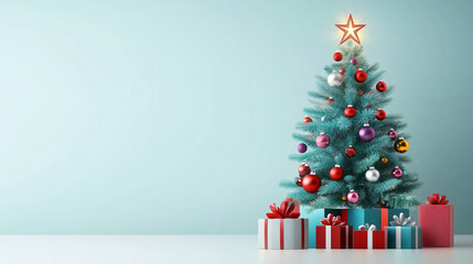 Festive Christmas Tree with Ornaments and Gifts