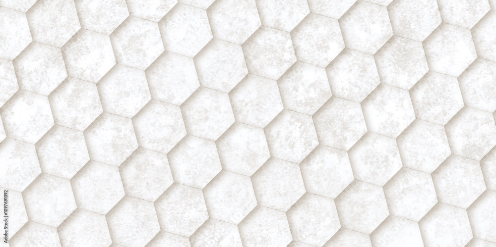 Aufkleber abstract background 3d hexagon pattern with grunge wall effect brown, gray texture. futuristic geome