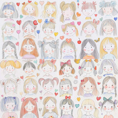 Fototapeta premium set of girls
