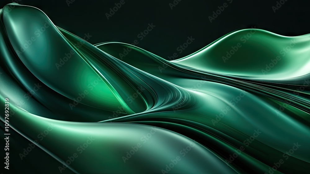Poster abstract green waves create a sense of fluidity and motion in this captivating digital artwork.