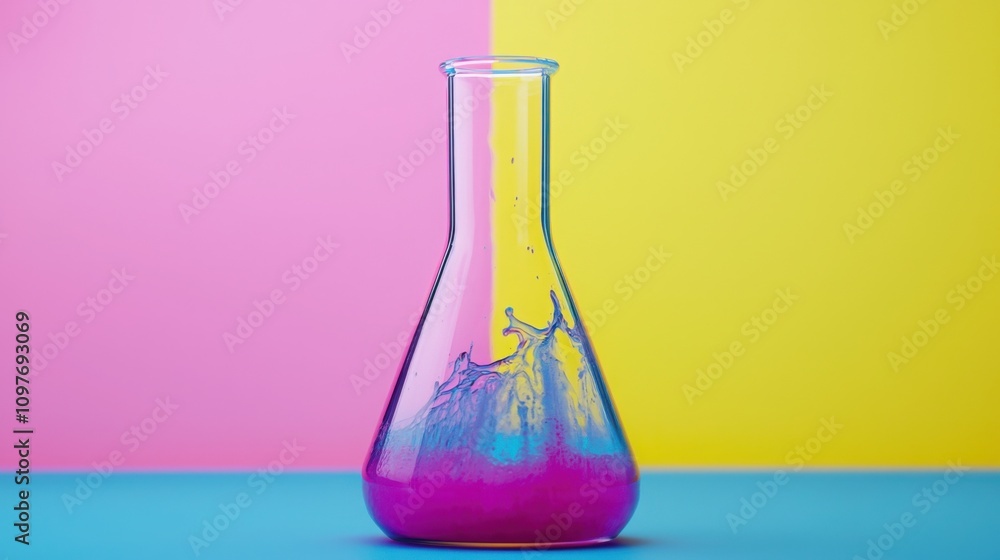 Poster fluid experiment with colorful mixture laboratory science indoor abstract