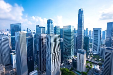 Aerial Cityscape with Towering Skyscrapers Reflecting Dynamic Energy of Global Finance