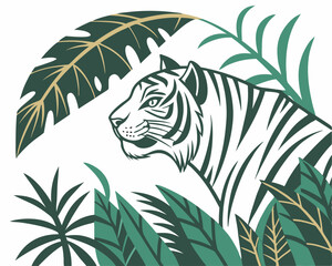 A tiger resting on a tree in the jungle