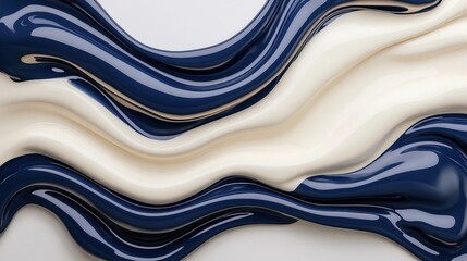 Abstract Blue and Cream Liquid Swirls  Elegant Background Design
