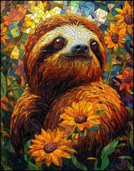 Geometric Sloth Mosaic