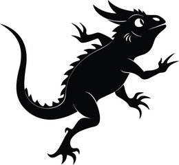Obraz premium horned lizard animal in jumping black color silhouette vector