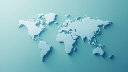 Stylized world map in light blue, showcasing a modern and minimalistic design.