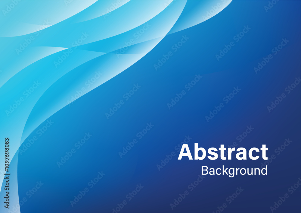 Poster abstract gradient background blue color with flowing wave line elements vector illustration template