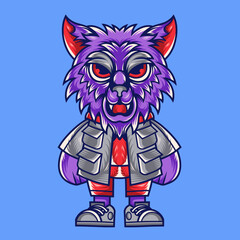 Mascot character design cartoon of wolf