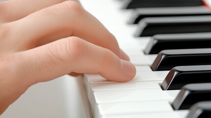 Obraz premium A person's hand is playing a piano