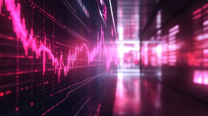 Abstract digital financial graph with vibrant pink tones illustrating market trends.