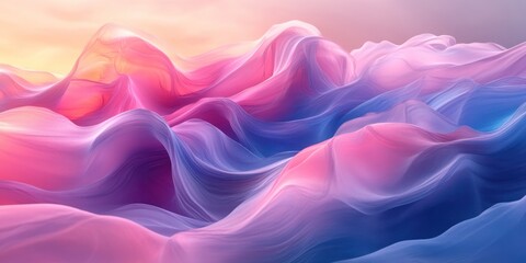 Obraz premium Abstract Landscape of Wavy Pink and Blue