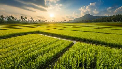 Fototapeta premium The fields are shining green