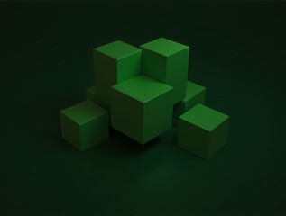 Abstract geometric blocks on black background, 3d rendering