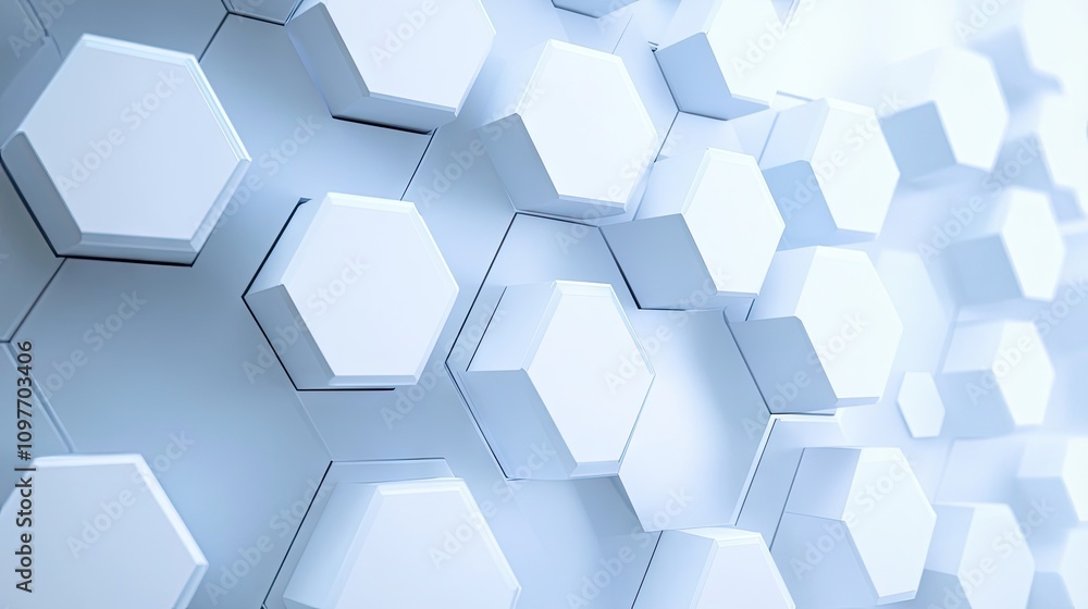 Aufkleber abstract white hexagonal pattern with depth, creating an elegant and modern look.