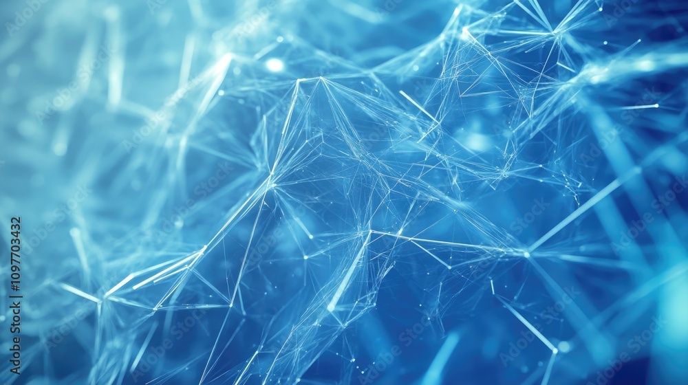 Aufkleber abstract blue digital network structure with interconnected lines and nodes.