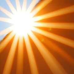 Obraz premium Bright sun rays burst, warm light, orange and yellow glow.