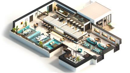 an isometric luxary hotel