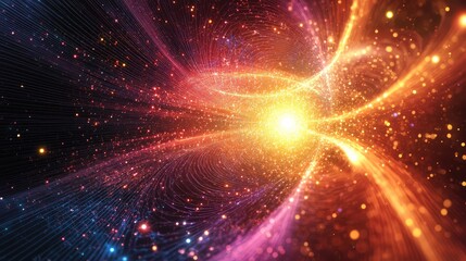 Obraz premium Quantum data particle effect with small, clustered light points symbolizing entanglement and superposition