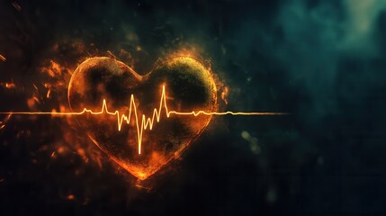 Glowing Heartbeat Life Vitality Health EKG Energy Abstract Background