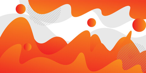 Orange geometric business banner design. Creative banner design with wave shape and lines as template. Simple design on white horizontal banner. Eps10