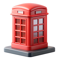 Obraz premium red telephone box 3d icon in cartoon plastic style minimal isolated on transparent white background, clipping path