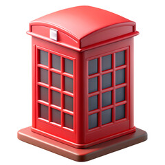 Obraz premium red telephone box 3d icon in cartoon plastic style minimal isolated on transparent white background, clipping path