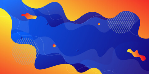 Abstract geometric background design in orange and blue. Creative banner design with liquid wave shape and liquid lines as template. Simple background design. Eps10