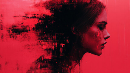 Abstract creative glitch background symbolizing chaos, distortion, and digital disruption with vibrant colors blending into a fragmented design representing the clash of order and randomness in the vi