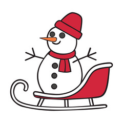 Snowman characters playing snowballs, tubing, skating, skiing, snowboarding, building snowmen vector illustration with white background.