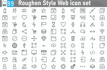 Roughen Style Web icon set, Set of computer icon vectors