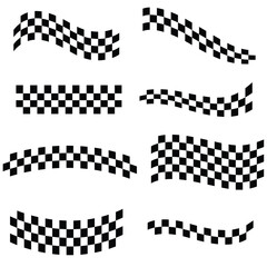 Set of checkered flags illustration with different shape. Checkered flag