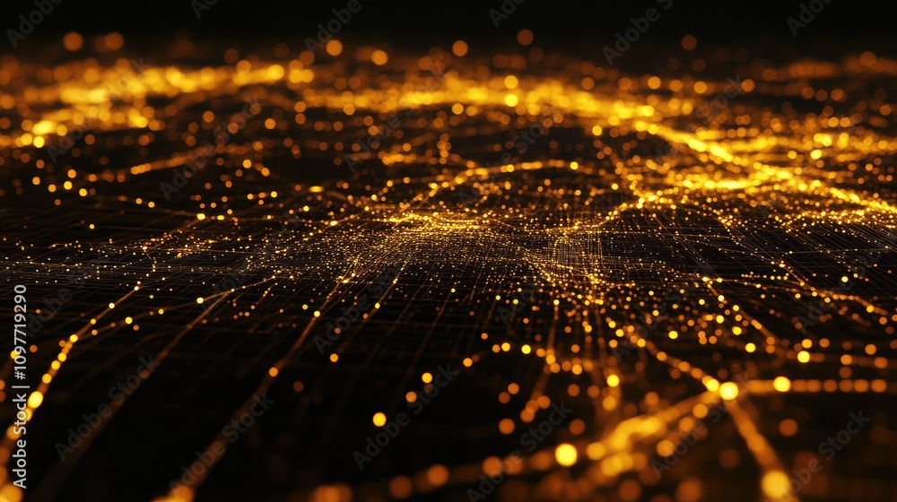 Aufkleber softly glowing data grid with scattered points and trails, resembling an abstract city map layout