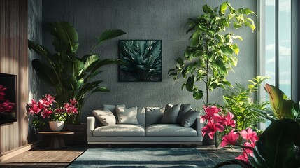 Interior Design Ideas with Flowers and Plants 8K Realistic":