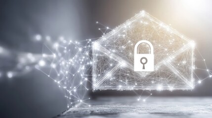 Digital Email Encryption Concept with Lock and Key