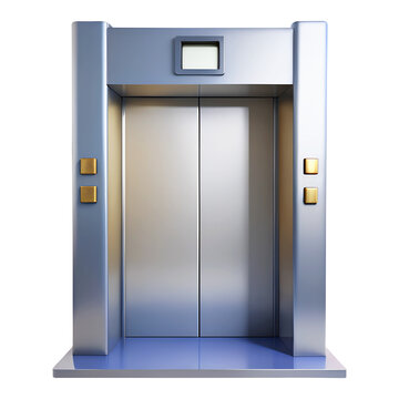 elevator door 3d icon in cartoon plastic style minimal isolated on transparent white background, clipping path