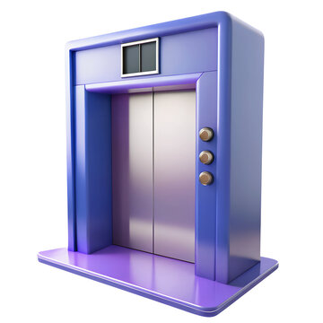 elevator door 3d icon in cartoon plastic style minimal isolated on transparent white background, clipping path
