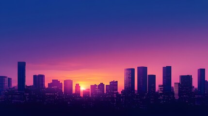 Vibrant Urban Skyline at Sunset