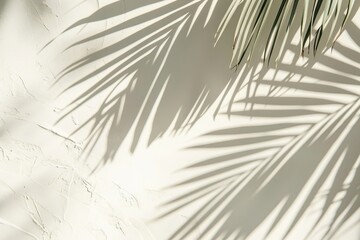 Obraz premium Tropical palm leaf shadows on light background for summer mock up.