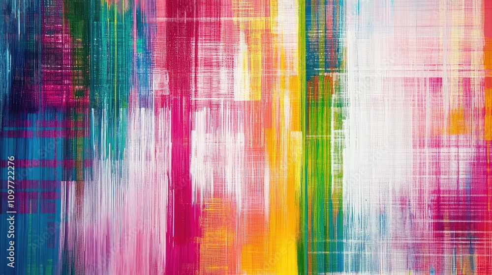 Aufkleber streaks of paint overlaid with digital coding lines, fusing traditional and tech elements