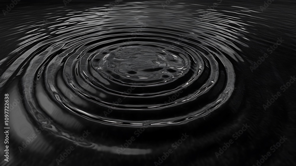 Poster a close-up of ripples on a dark water surface, creating a serene and calming effect.