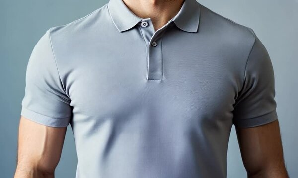 Man's grey short-sleeve polo shirt.